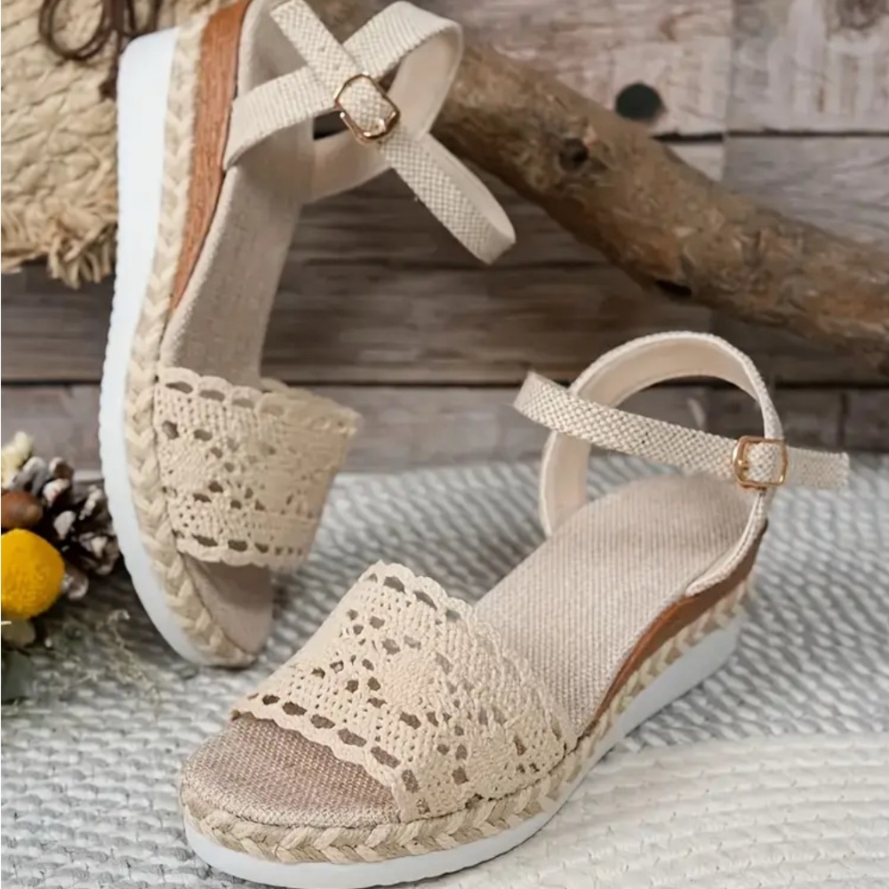 Elegant Beige Wedge Sandals